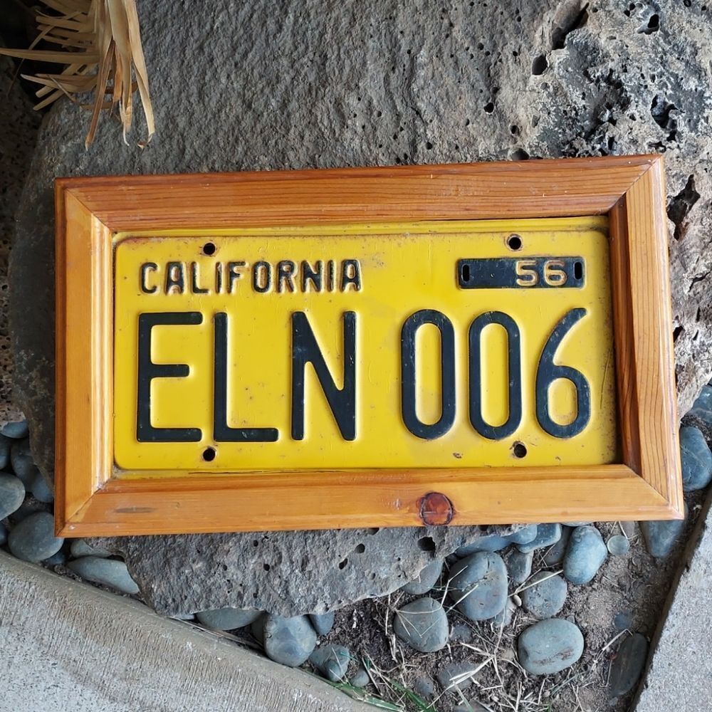 Authentic 1956 California License Plate Framed